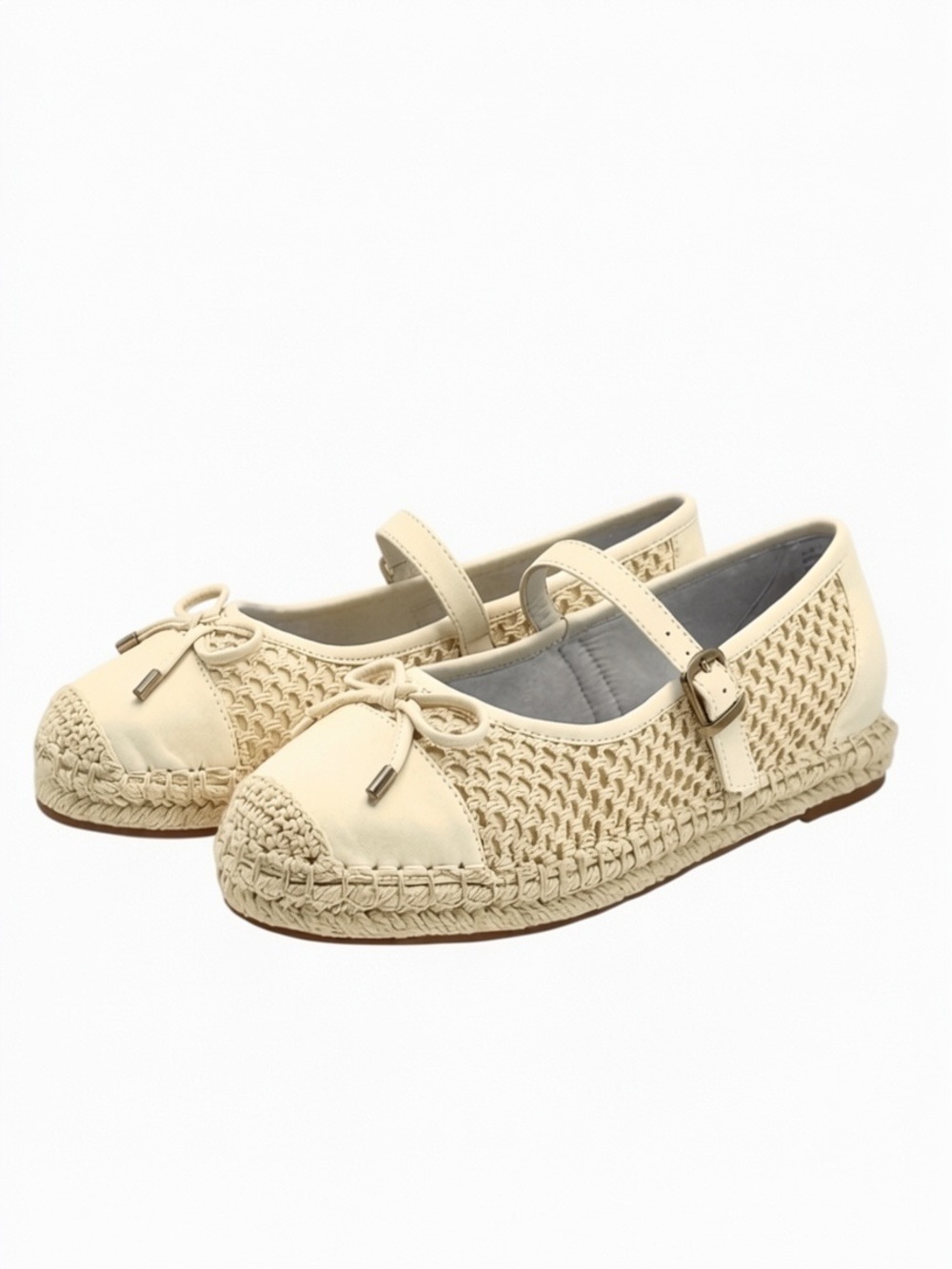 Serra Woven Mary Jane Espadrille Flats with Bow Accent NWT